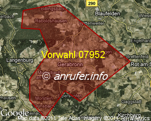 Vorwahlkarte 07952 – Gerabronn