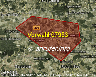 Vorwahlkarte 07953 – Blaufelden