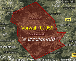 Vorwahlkarte 07959 – Frankenhardt