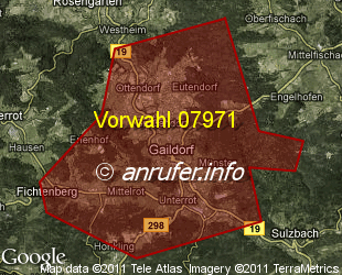 Vorwahlkarte 07971 – Gaildorf