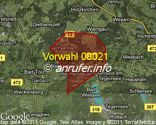Vorwahlkarte 08021 – Waakirchen