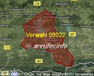 Vorwahlkarte 08022 – Tegernsee