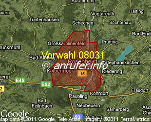 Vorwahlkarte 08031 – Rosenheim Oberbay
