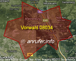 Vorwahlkarte 08034 – Brannenburg