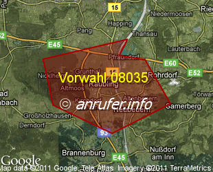 Vorwahlkarte 08035 – Raubling