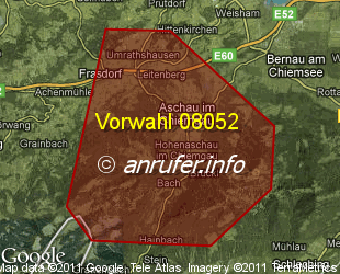 Vorwahlkarte 08052 – Aschau i Chiemgau