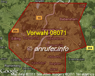 Vorwahlkarte 08071 – Wasserburg a Inn