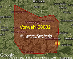 Vorwahlkarte 08082 – Schwindegg
