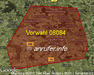 Vorwahlkarte 08084 – Taufkirchen Vils