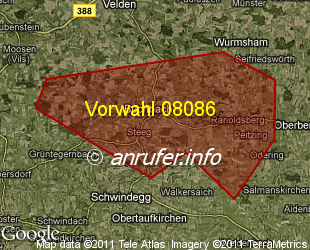 Vorwahlkarte 08086 – Buchbach Oberbay