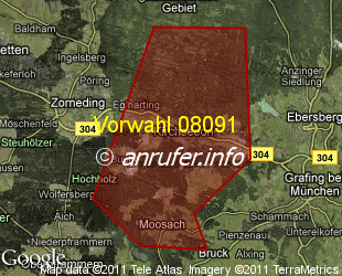 Vorwahlkarte 08091 – Kirchseeon