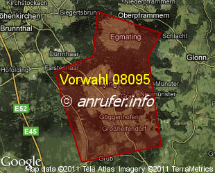 Vorwahlkarte 08095 – Aying