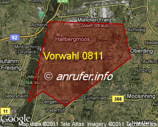 Vorwahlkarte 0811 – Hallbergmoos