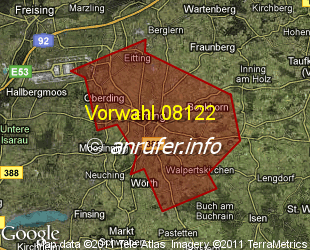 Vorwahlkarte 08122 – Erding