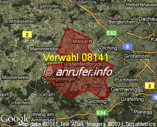 Vorwahlkarte 08141 – Fürstenfeldbruck