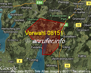Vorwahlkarte 08151 – Starnberg