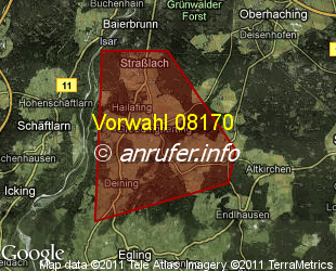 Vorwahlkarte 08170 – Straßlach-Dingharting