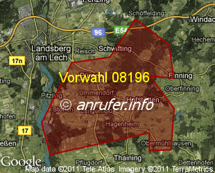 Vorwahlkarte 08196 – Pürgen