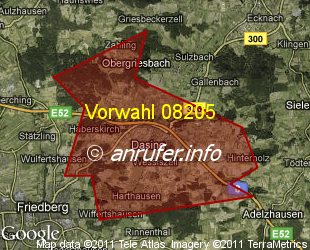 Vorwahlkarte 08205 – Dasing