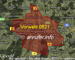 Vorwahlkarte 0821 – Augsburg