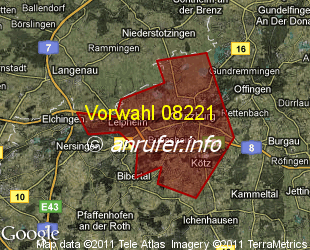 Vorwahlkarte 08221 – Günzburg