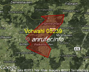 Vorwahlkarte 08239 – Langenneufnach