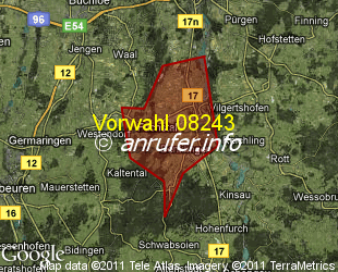 Vorwahlkarte 08243 – Fuchstal