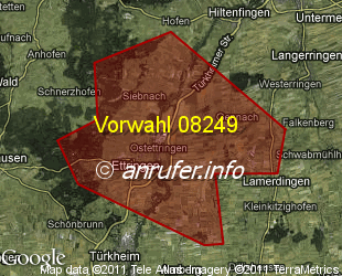 Vorwahlkarte 08249 – Ettringen  Wertach