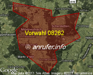 Vorwahlkarte 08262 – Mittelneufnach