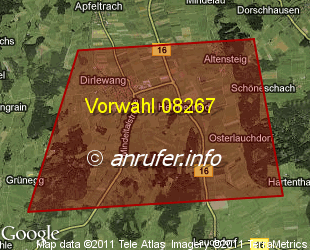 Vorwahlkarte 08267 – Dirlewang
