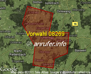 Vorwahlkarte 08269 – Unteregg b Mindelheim