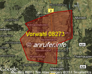 Vorwahlkarte 08273 – Nordendorf