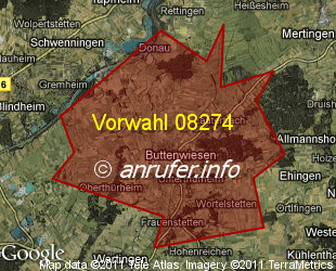 Vorwahlkarte 08274 – Buttenwiesen