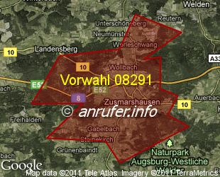 Vorwahlkarte 08291 – Zusmarshausen