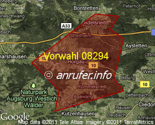 Vorwahlkarte 08294 – Horgau