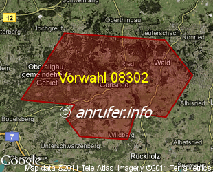 Vorwahlkarte 08302 – Görisried