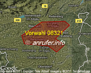 Vorwahlkarte 08321 – Sonthofen