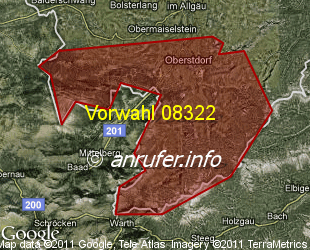 Vorwahlkarte 08322 – Oberstdorf