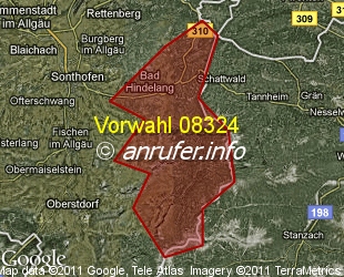 Vorwahlkarte 08324 – Hindelang