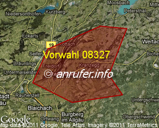 Vorwahlkarte 08327 – Rettenberg