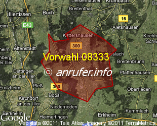 Vorwahlkarte 08333 – Babenhausen Schwab