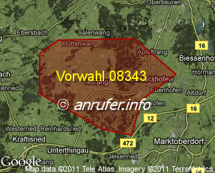 Vorwahlkarte 08343 – Aitrang