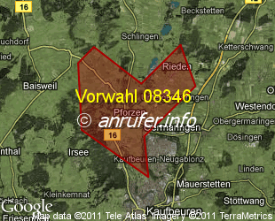 Vorwahlkarte 08346 – Pforzen