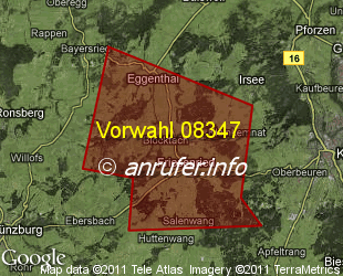 Vorwahlkarte 08347 – Friesenried