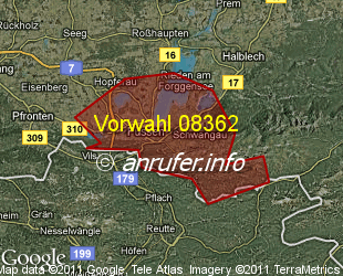 Vorwahlkarte 08362 – Füssen