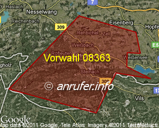 Vorwahlkarte 08363 – Pfronten