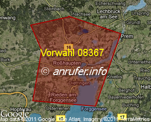Vorwahlkarte 08367 – Roßhaupten Forggensee