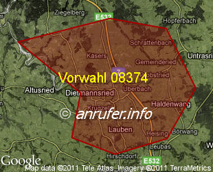 Vorwahlkarte 08374 – Dietmannsried
