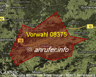 Vorwahlkarte 08375 – Weitnau