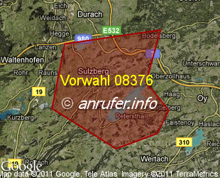 Vorwahlkarte 08376 – Sulzberg Allgäu